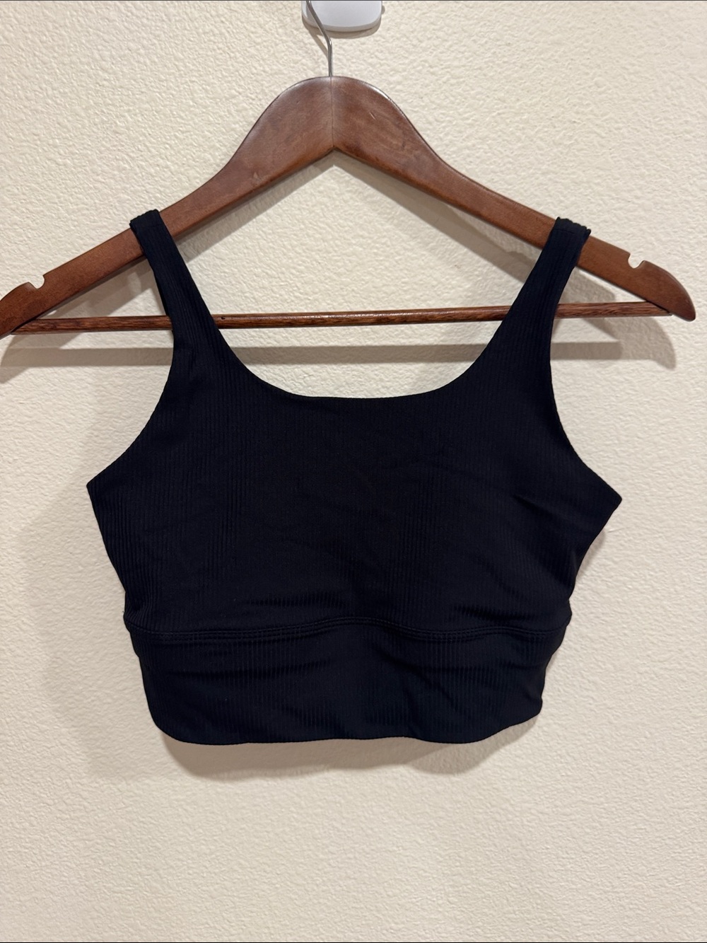 Nike Black Ribbed Seam Sports Bra Crop Top